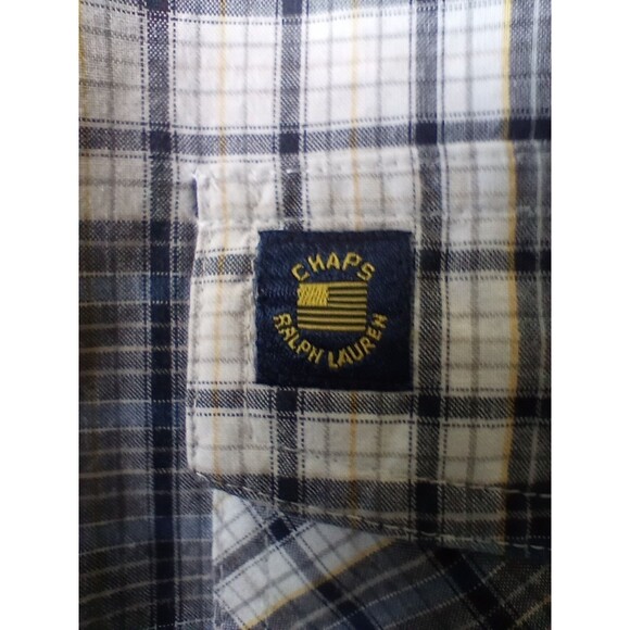 Chaps by Ralph Lauren Men's Shirt L Blue/White Plaid Long Sleeve Button Up - Picture 3 of 8